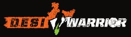 The Desi Warrior logo: the words Desi Warrior in orange and white with a map of India
